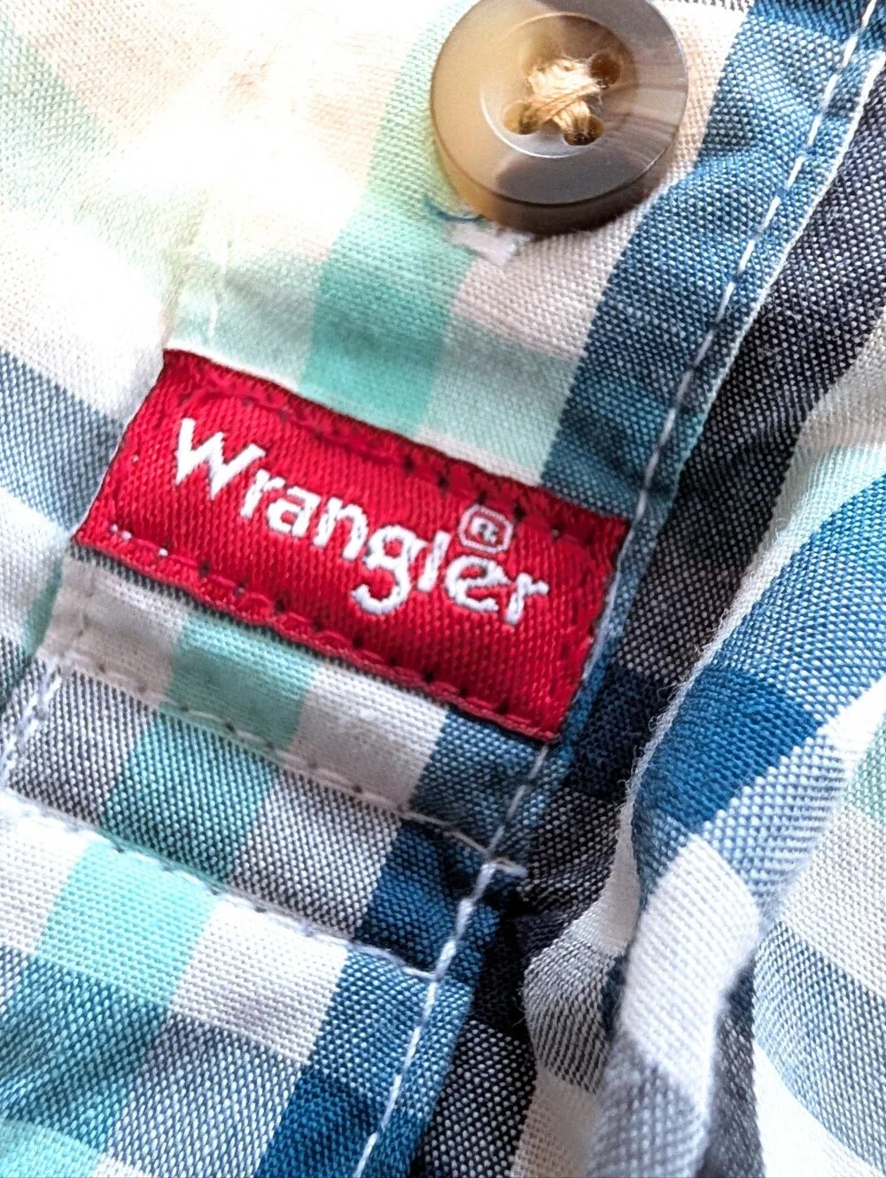 Wrangler Blue Plaid Cotton Woven Collared One-Piece Bodysuit 24M Short Sleeve